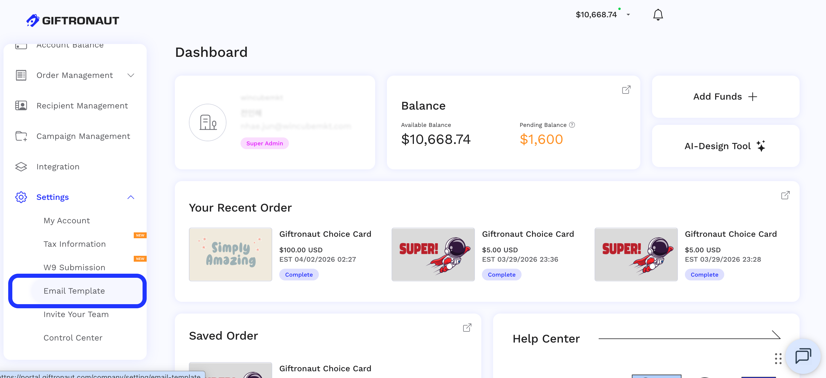Portal email template guide step 1
